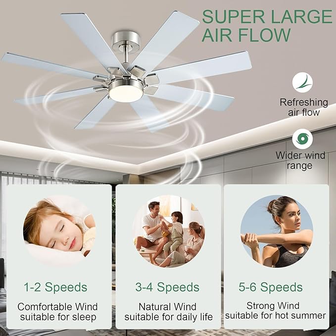 KNUN Nickel 48 Inch Ceiling Fans