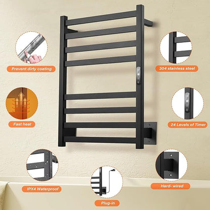 Towel Warmer Matte Black Heated Towel Rack