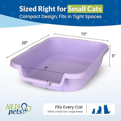 Kitty Go Here Small Size, Storybook Lavender Color, Durable & Pet Safe Kitty Litter Box, Low 3" Entry and Lots More Room for Your Cats Comfort, Made in USA