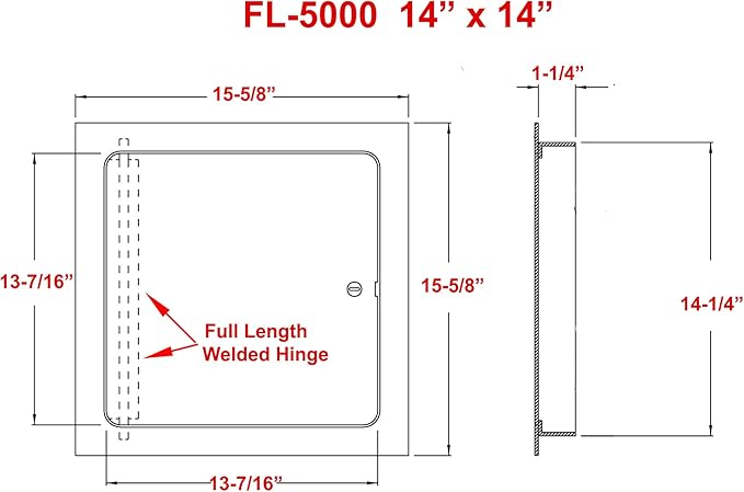 Premier 5000 Series Commercial Grade Steel Access Door, 14 x 14 Flush Universal
