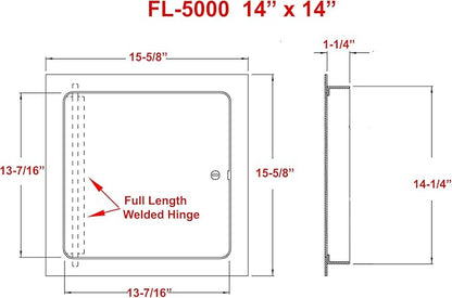 Premier 5000 Series Commercial Grade Steel Access Door, 14 x 14 Flush Universal