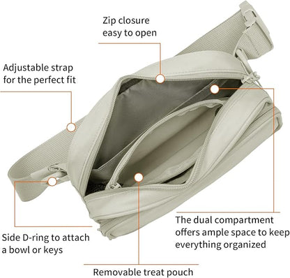 Dog Training Treat Pouch Fanny Pack,Dog Waist Belt,Dogs Walking Bag Crossbody with Poop Bags,Puppy Treat Bag Training Pouch (Khaki)