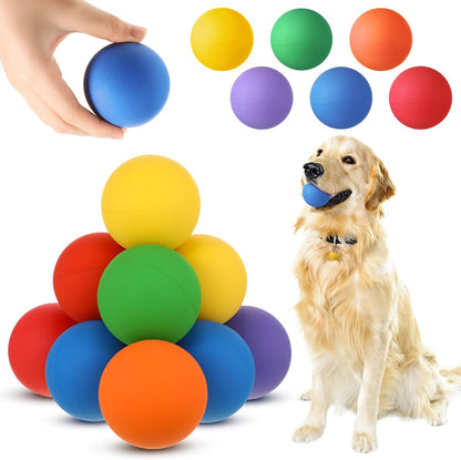 Shappy 12 Pieces Rubber Dog Tennis Balls for Dog Colorful Catching Pet Balls for Fetch Training 2.4 Inch Interactive Bounce and Floatable Toy for Park Beach
