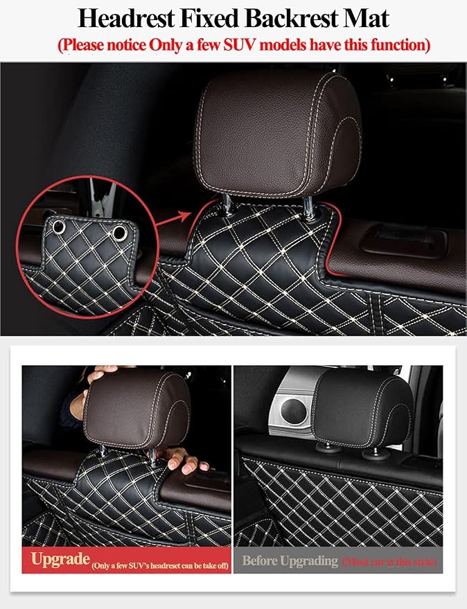 SUV Trunk Mat Compatible with BMW X5 7 Seater 2008-2013 Heavy Duty Back Seat Cover & Rear Cargo Mat & High Side Panel - Black with Gpld Stitching