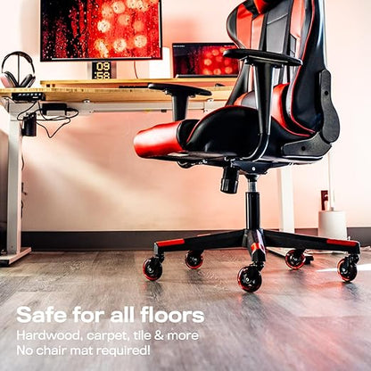 The Office Oasis Original Rollerblade Office Chair Wheels (As Seen On PBS) - Smooth & Quiet Casters - Safe for Hardwood Floors & Carpet - Easy Installation with Universal Fit - Set of 5 - Red