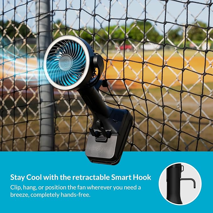 CANE5 AirLux Pro, Portable Fan, 180-Degree Tilt Head, 5 Speeds, 18MPH Wind