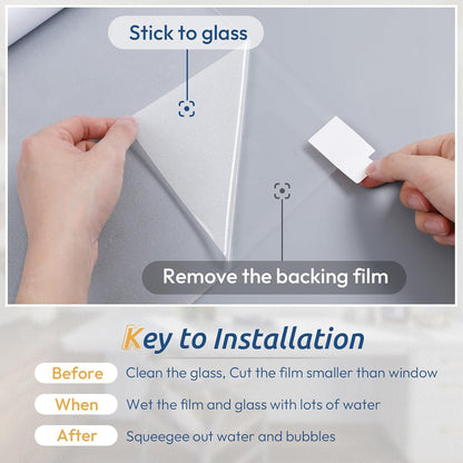 rabbitgoo Window Privacy Film, Frosted Glass Window Clings, Static Cling UV Heat Blocking Door Stickers for Home Bathroom, Removable Indoor Decal Coverings Day and Night, Pure, 23.6 x 118.1 Inches