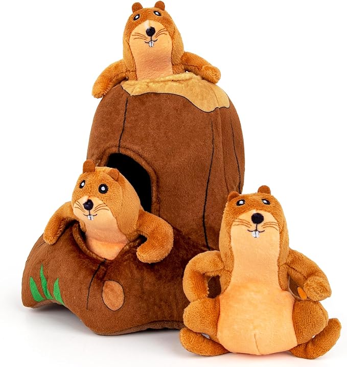 Hollypet Hide and Seek Squeaky Dog Toy, Designed Interactive Puzzle Plush Stuffed Puppy Toys, Moles