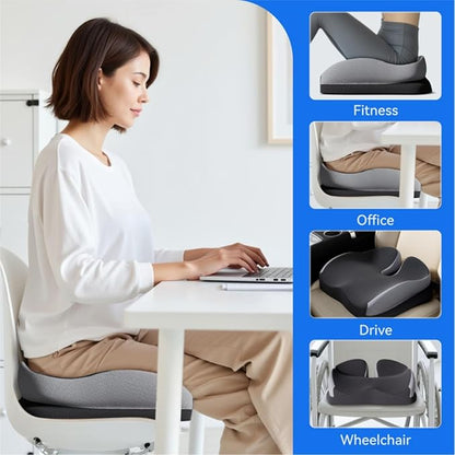 Seat Cushions for Office Chairs Wheelchair Cushion for Long Sitting Back Pain，Memory Foam Seat Car Computer Desk Chair Cushion，Coccyx Cushion for Tailbone Pain Relief Cushion Office Chair Butt Pillow