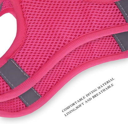 Step in Dog Harness and Leash Set, Flower Adjustable Easy Walk Puppy Harnesses, Soft Mesh Pet Vest Harness Small Size Dog Adjustable No Pull Dog Harness for Small Medium Dogs(Rose red, M)