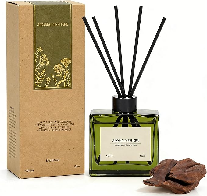 Reed Diffuser, 4 oz Earthy Sandalwood Scent Diffuser