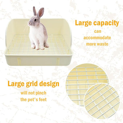 12Pcs Rabbit Litter Box for Cage, Bunny Potty Trainer Corner Guinea Pig Plastic Square Grate Toilet Pet Bedding Litter Box for Small Animal Ferret Hamster Hedgehog (White)