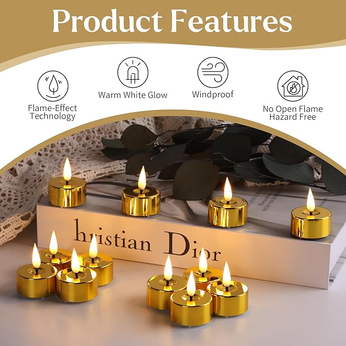 Eywamage Gold Christmas LED Tealights