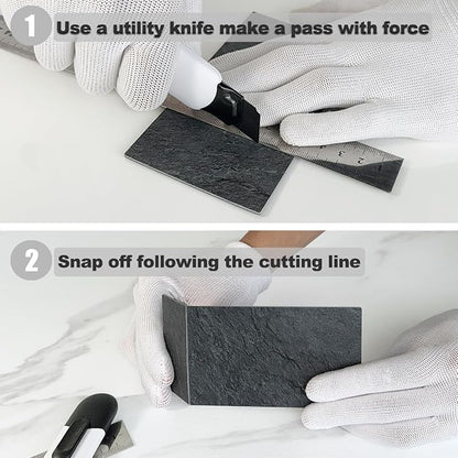 AULIGET 200 Pieces Black Slate Peel and Stick Backsplash Wall Tiles, Laundry