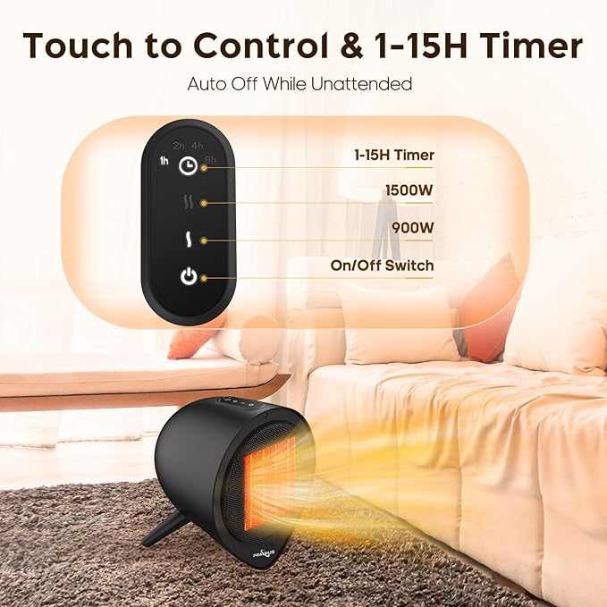 Small Space Heater, 1500W PTC Ceramic Heating