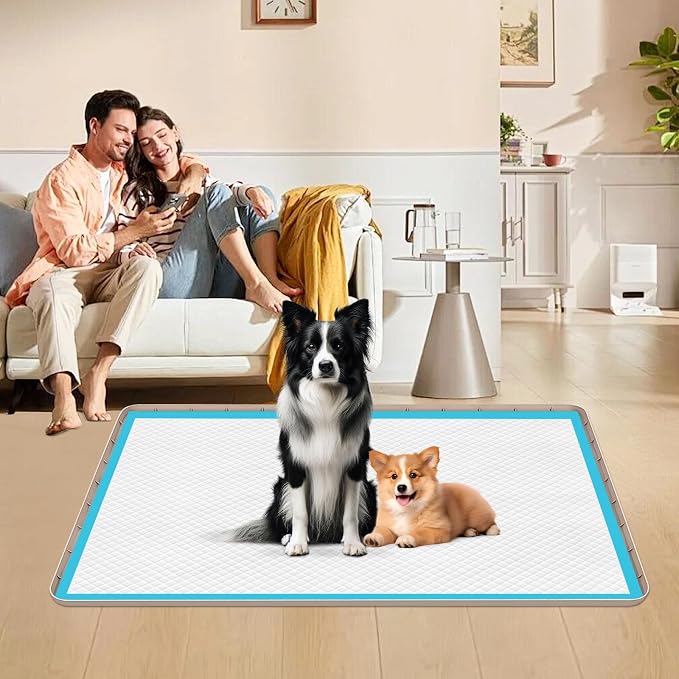 Pee Pad Holder for Dogs 40''x40'' Silicone Puppy Pee Pad Tray, Khaki | Extra Large Dog Potty Tray Leak-Proof, High Edge, No Spill Training Pads for Floor Protection, No Pee Pads