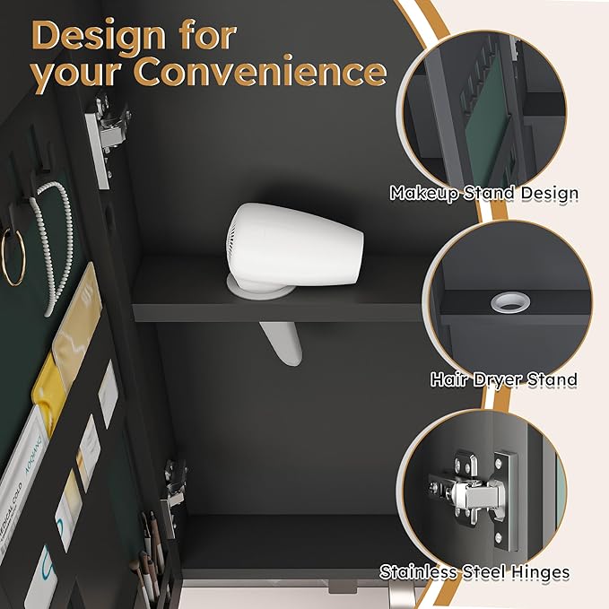 35x28 Inch Wall-Mounted Medicine Cabinet, Bathroom Mirror Cabinet