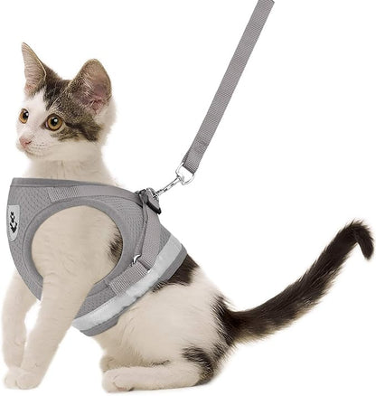 Cat Harnesses and Puppy Harness with Leashes Set, Escape Proof Cat Harness, Adjustable Reflective Soft Mesh Vest Fit Puppy Kitten Rabbit Ferrets's Outdoor Harness