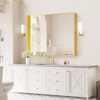 Koonmi 30x40 Inch Metal Framed Bathroom Mirror