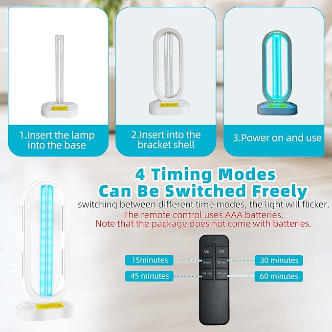 UV Light Sanitizer, 4-Speed Timing and Remote Control UVC Home Disinfection