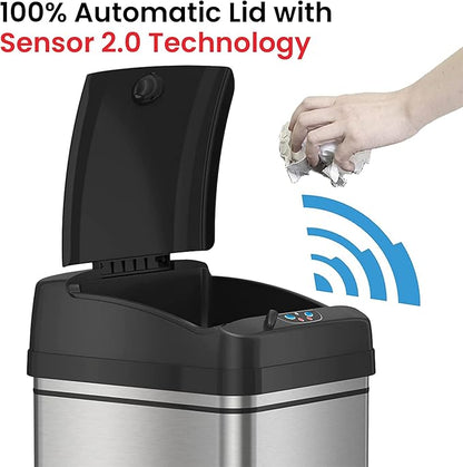 iTouchless 50 Liter / 13 Gallon Sensor 2.0 Dog-Proof Kitchen Trash Can