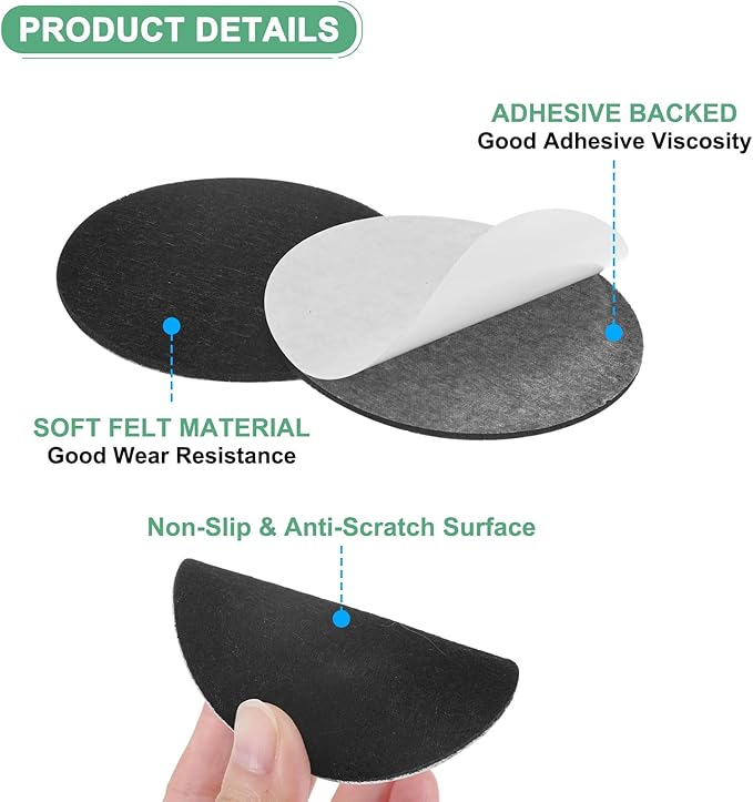 20-Pack Lamp Base Felt, 3 Inch Dia. 2mm Thick Self Adhesive Round Fabric Felt Pads for Lamp/Furniture/DIY, Non-Slip Fiber Backed Patch Circles with Adhesive Backing [Black]