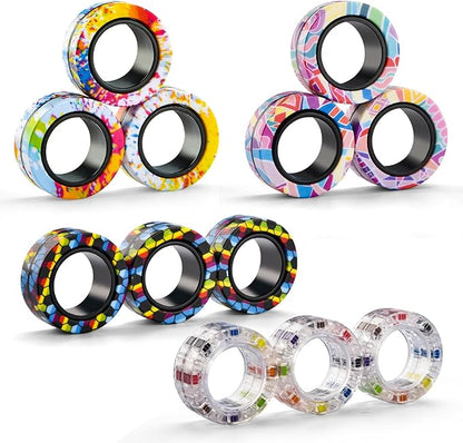 12Pcs Magnetic Adults Fidget Toys Rings, Stocking Stuffers