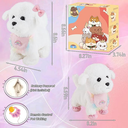 Puppy Toys for Kids, Toy Dogs That Walk and Bark, Walking Dog Toy for Kids with Leash, Interactive Stuffed Puppy with Remote Control, for Girls and Boys Aged 3-7 Year Old