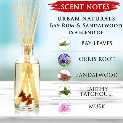 Urban Naturals Bay Rum & Sandalwood Reed Diffuser Scent Sticks Gift Set |