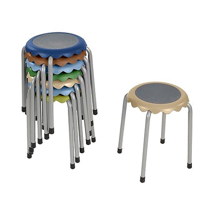 ECR4Kids Daisy Stackable Stool Set, Flexible Seating, Earthtone, 8-Piece