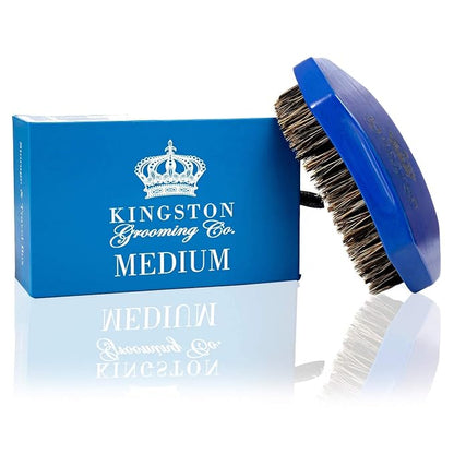 Kingston Grooming Co. Premium Boar Hair Brush Bundle - Original, Medium & Firm Wave Brushes for Men - Boar Hair Brush, Perfect Edge and Hair Waver - Travel Case Included