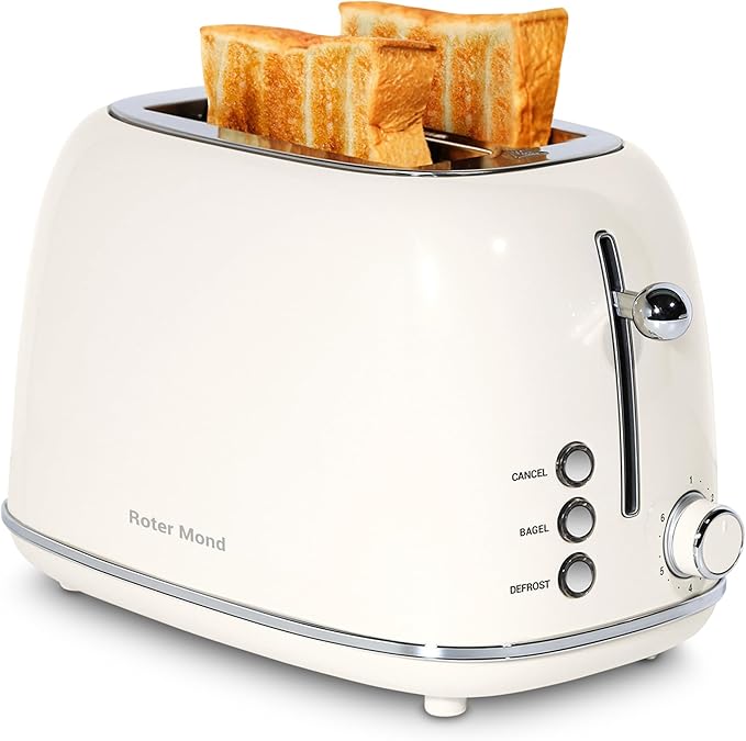 Roter Mond 2 Slice Toaster Retro Stainless Steel