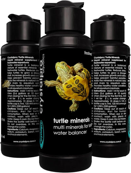Crystalpro Turtle Minerals 4.22 Oz - Helps Grow a Better Shell and Improves General Health - Mineral Additive for Turtles- Aquarium Salt for Freshwater Tanks - Calcium for Turtle