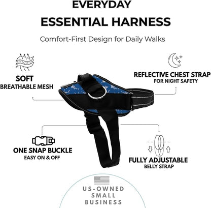 ShawnCo Essential Dog Harness, No-Pull Pet Vest (White Sharks,M) | 3 Leash Clips, Easy On, No-Choke, Reflective, Adjustable Fit, Padded Comfort, Control Handle, For Small, Medium & Large Dogs