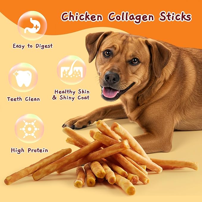 Jungle Calling Dog Treats, Chicken Beef Collagen Sticks, Chew Bones Treat for Small Medium Breed Moderate Chewers, Bully Stick, Long Lasting High Protein Easy to Digest, 5 Inch 10.6 oz
