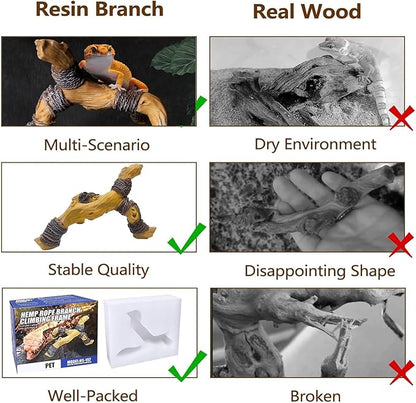 Tfwadmx Snake Climbing Branch, Reptile Climbing Decor Resin Reptile Climbing Wood Branches, Gecko Tank Branches Decor for Lizards, Tarantulas, Hermit Crab, Frogs