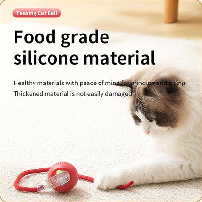 Cat Toys Hanging Door Electric and Moving Ball, Cats Toy Interactive for Indoor for Bored Feather Toys Kitten Rechargeable Door Hanging Automatic Retractable String（White）