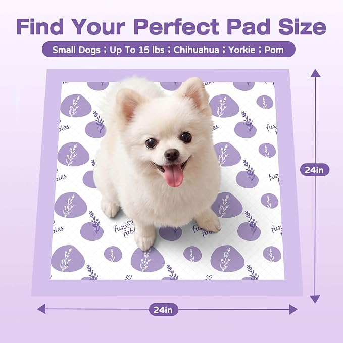 Dog Training Pads-24"x 24",Disposable Puppy Pads,100Cts | Super Absorbent, Lavender Scented, Leak-Proof & Adhesive Tabs, Quick-Dry Surface,Odor Control Pee Pads for Small Puppy Dogs