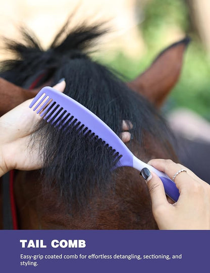 11-Piece Horse Grooming Kit with Waterproof Tote Sugar Taro | 10 coordinated horse grooming tools with comfort-grip designs and a spacious waterproof tote for complete horse grooming