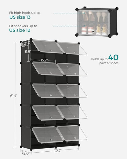 SONGMICS Shoe Rack Organizer, 10-Tier Shoe Storage Cabinet