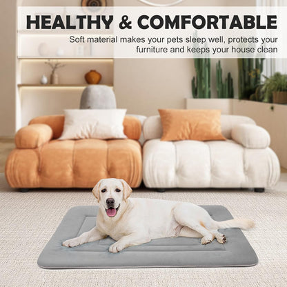 JoicyCo Soft Dog Crate Bed Pad Mat, 48 in Non-Slip Bottom Washable for Extra Large Dogs, Pet Mattress Kennel Pad, Clay Gray