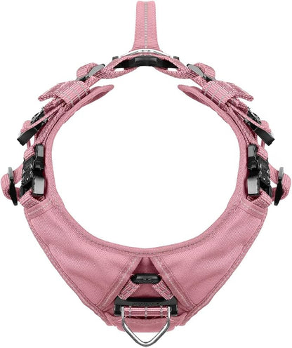 ICEFANG Dog Halter Harness with Metal Buckles,Dog Strap Vest for Large Dogs | Control Handle,Summer-Cooling,Reflective,Front Hook,Adjustable,Soft Padded,No Pull,Pink,Large