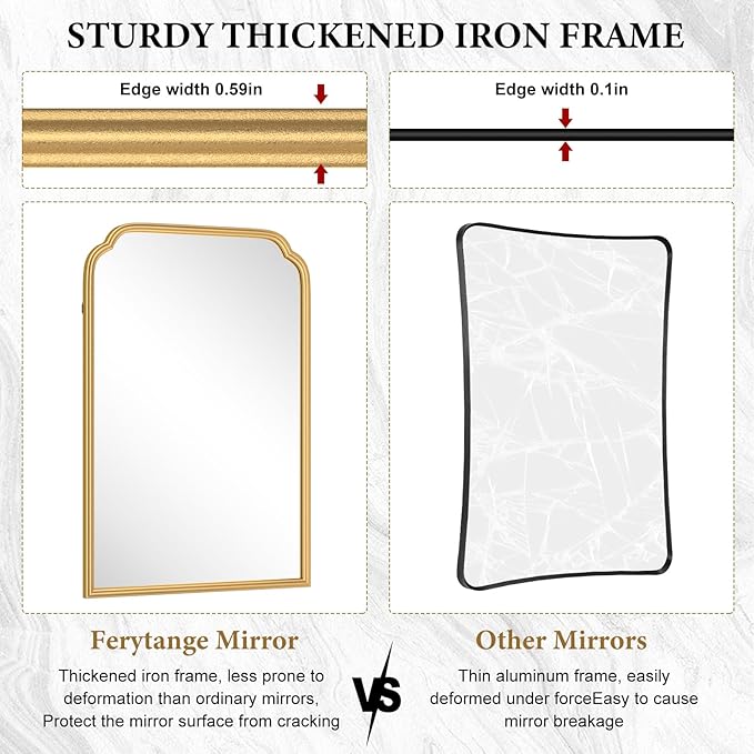 36X24 Inch Gold Bathroom Vanity Mirror