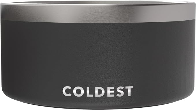 Coldest Dog Bowl - Anti Rust Metal, Non Slip, 3 Layers Insulated Stainless Steel Dog Bowls - Spill Proof & Heavy Duty - Water Bowl for Dogs, Cats & Pets, Dish Washer Safe (200 oz, Stealth Black)