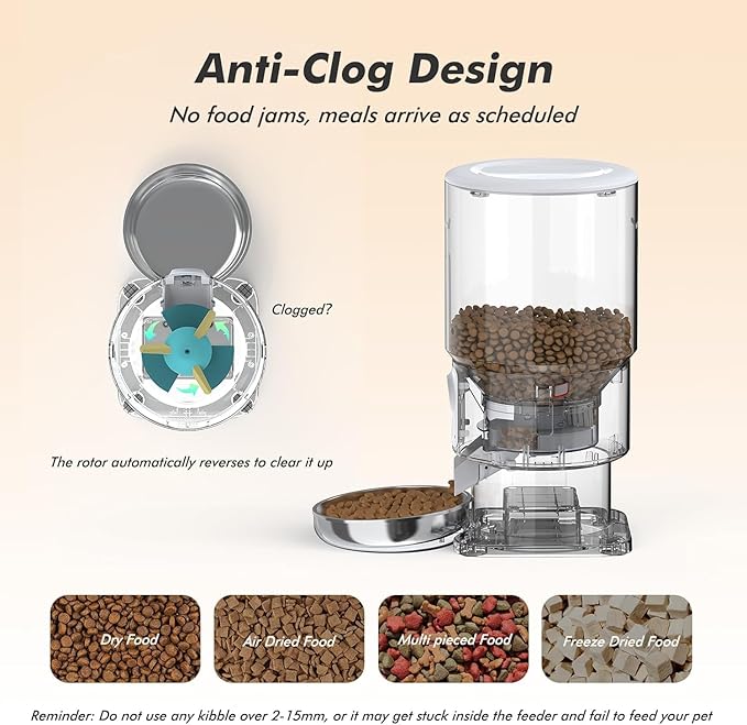 Automatic Cat Feeder with Camera - 5G WiFi Timed Cat Food Dispenser