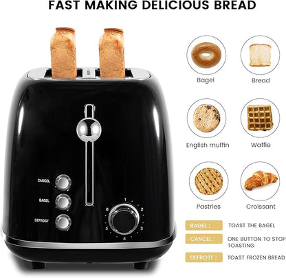 Roter Mond 2 Slice Toaster Retro Stainless Steel