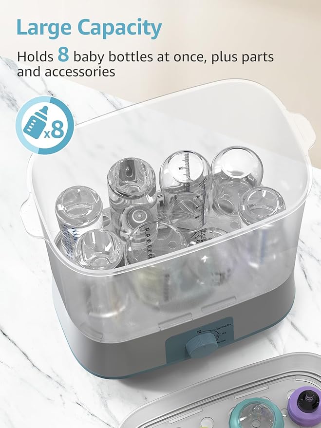 Grownsy Adjustable 4 in 1 Large Bottle Sterilizer and Dryer, 8 Bottles Capacity
