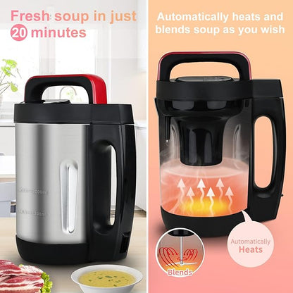 2L Soup Maker, Makes 2-6 Servings, LCD Touch Control Panel, Stainless Steel