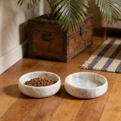 Karibiber Grey Marble Dog Bowl, 6lbs Non-Slip,Non-Tipping Heavy Dogs Food Bowl, Large Dog Dish, Weighted Food and Water Bowls for Large Dogs, Natural Marble, Easy to Clean, Holds 6 Cups