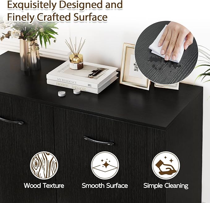 Giantex Modern Storage Cabinet, Anti-Tipping Device, Sturdy Metal Hings